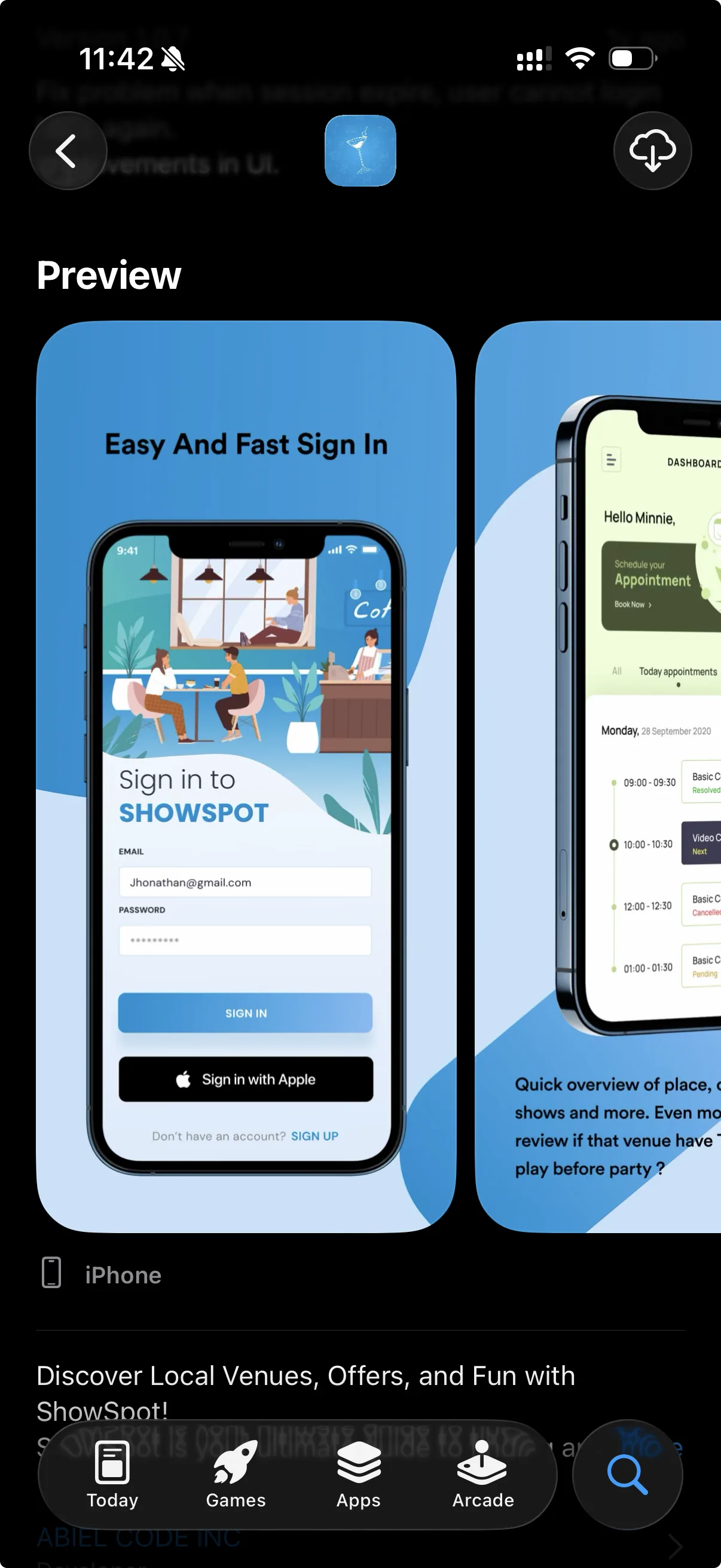 ShowSpot mobile app — venue discovery and stamp card loyalty program by Abielcode